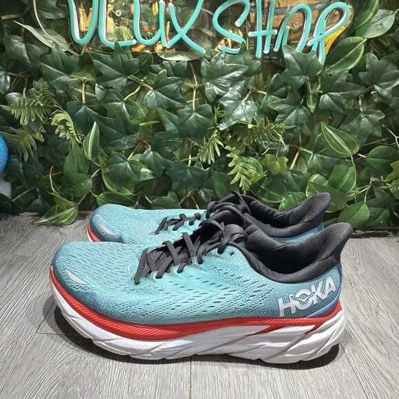Hoka One One Clifton 8 Mens Sz 10 EE Blue White Athletic Running Shoes Sneakers main image 8